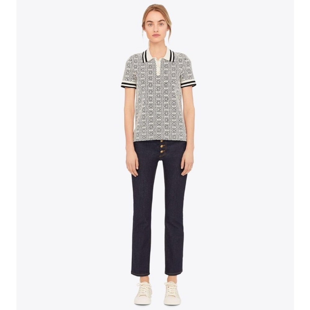 Tory Burch Gemini Link Sweater in Ivory/Black - Picture 2 of 12